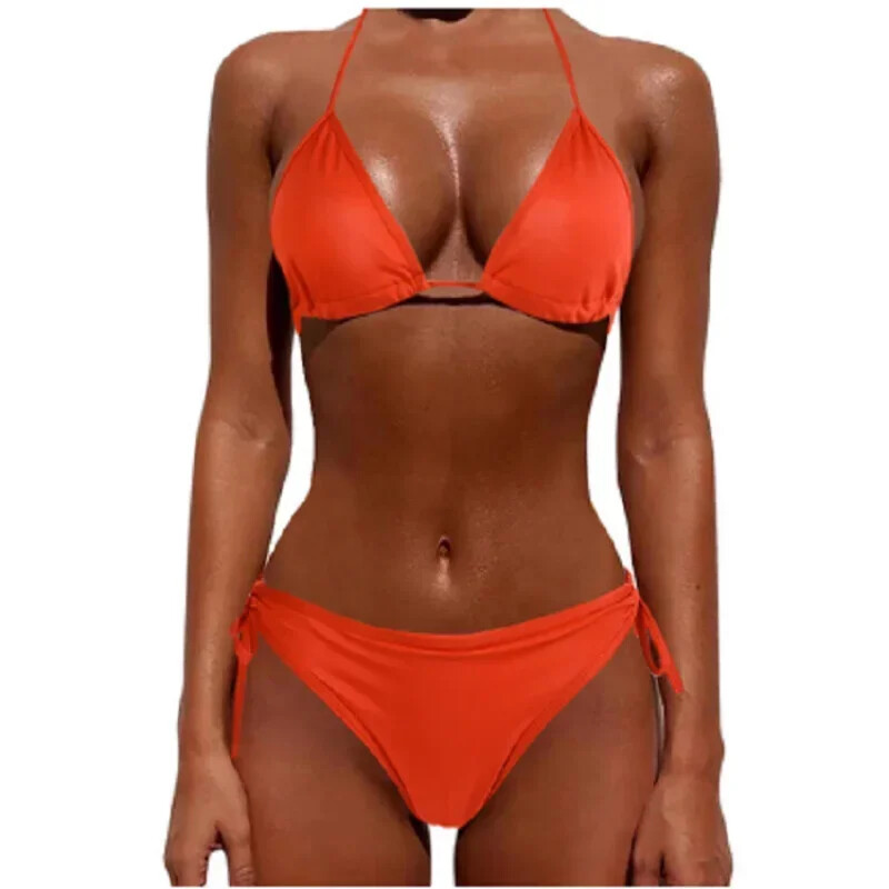 2vnt/komplektas Moteriški vasaros paplūdimio bikini maudymosi kostiumėliai Moteriški trijų taškų seksualūs maudymosi kostiumėliai Patogūs apatiniai kvėpuojantis minkštas apatinis trikotažas Nauja