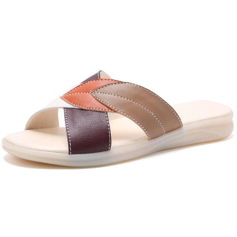 Lapų pleistras iš mikropluošto moteriškos basutės laisvalaikio atvirais pirštais spalvingos moteriškos šlepetės kryžminio dirželio moteriškos šlepetės kulno aukštis 2,5 cm