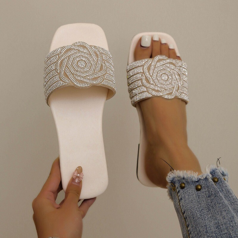 Naiste sussid, 2024. aasta suvi, uue moe, lahtise varbaga rooma kingad naiste kividest Seksikad lamedad plätud Naistele Zapatos Mujer