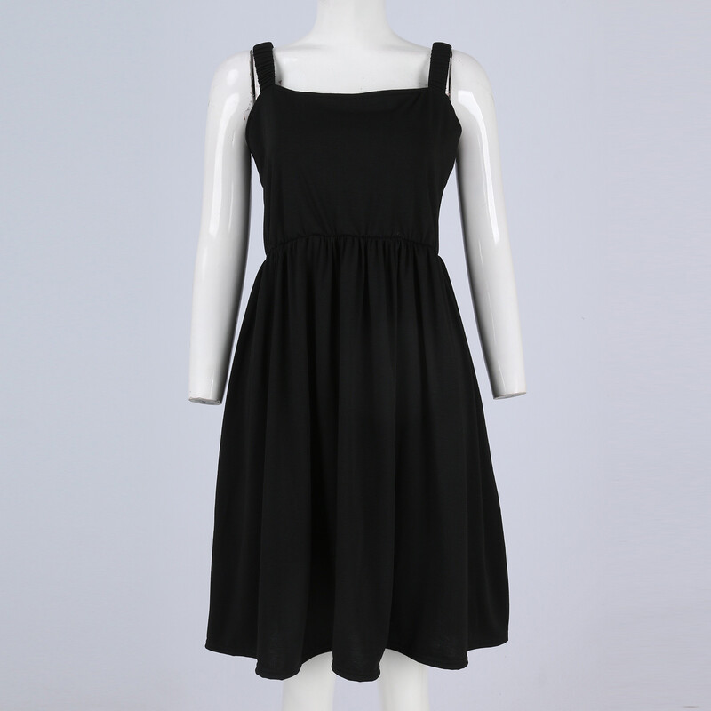 Naiste suvine vabaaja kleit ruudukujulise kaelusega taskutega Armas trükitud varrukateta kõrge vöökohaga A-jooneline rippuv kleit, naiselik kleit