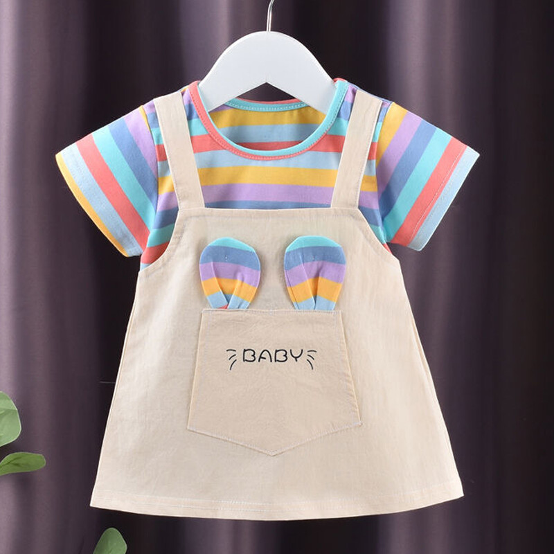 0-4Y Beebi kleit, armas A-joonega printsessi kostüüm, vabaaja triibuline puuvillane lasteriided imikute riided Vestidos Kid Girl A1158