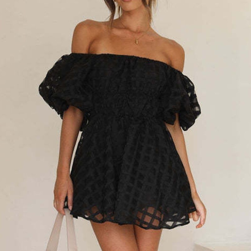 Ljetna haljina za žene 2024., seksi ženska mini haljina s otvorenim ramenima i rukavima s lampionima, ležerna haljina za plažu, modne haljine za odmor