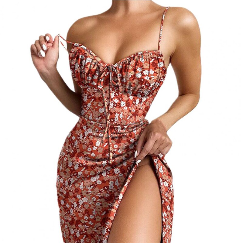 2024. aasta varrukateta satiinist libisemine, lilleline, kõverdatud sidemega, väljalõigatud maksikleit, suvine naiste mood, seksikas peoklubi rüü Kpytomoa