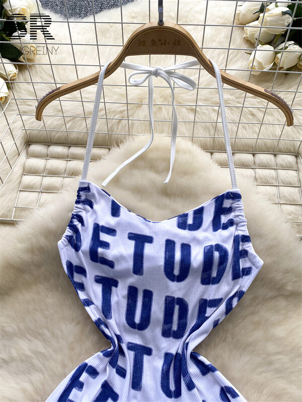 SINGREINY seksikas auklik kleit, naiste päitsetega, nööridega, seljataga naiste suvedisain, kirjatrükiga tänavarõivad õhukese rihmaga kleit