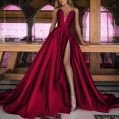 Moteriška kaukių suknelė su V iškirpte, per pečius, suskirstytos suknelės, ilgos vakarinės suknelės Elegantiška temperamento suknelė iki grindų