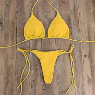 Секси дамски комплект бикини с вратовръзка отстрани G-string Thong Бански костюм Дамски бански костюм с превръзка Регулируем бански бански костюм