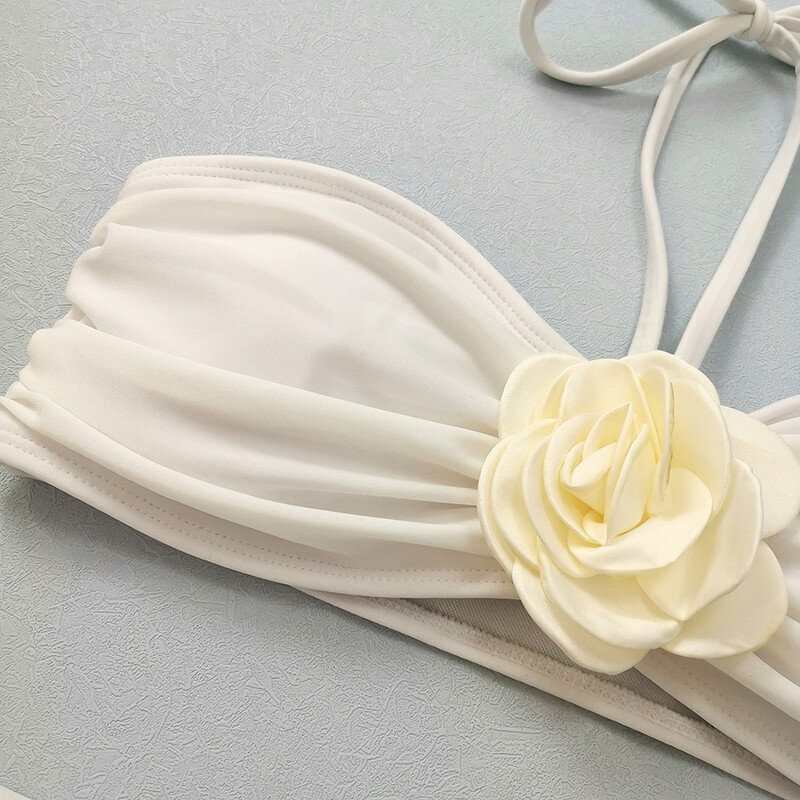 Costum de baie cu flori 3D cu fuste Cover Up Set de bikini cu bandă 3 piese Costum de baie sexy femei 2024 Costum de baie Imbracaminte de plajă Bikini Mujer