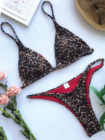 2024 Sexy Leopard Brazilian Bikini Γυναικείο μαγιό στρινγκ Σετ μπικίνι Μίνι Micro μαγιό Lady