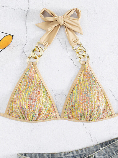 Säravad litrid bikiinid 2024 metallist ketid bikiinid naiste ujumisriided naiste ujumistrikoo Kaheosaline bikiinikomplekt ujumiskostüüm ujumisriided rannariided