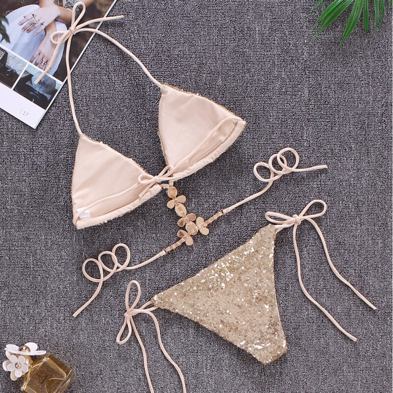 Läikivad seksikad kivikividega bikiinid Naiste ujumisriided Naiste Push Up Bikiinid Rannas ujumisriided Ujumiskostüümid Basseinis supleja 2024