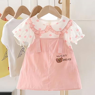 Vaikiška suknelė mergaitėms princesės kostiumas meškiukas Mielas paplūdimio suknelė laisvalaikio drabužiai mergaitei Madingi vasariniai drabužiai mažylio mergaitės apranga A1178