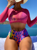 3 osa Leopard kõrge vöökohaga bikiinid, kolmnurkne ujumistrikoo, päitsetega naiste ujumisriided, 2024. aasta ujumiskostüüm, naiste rannariided