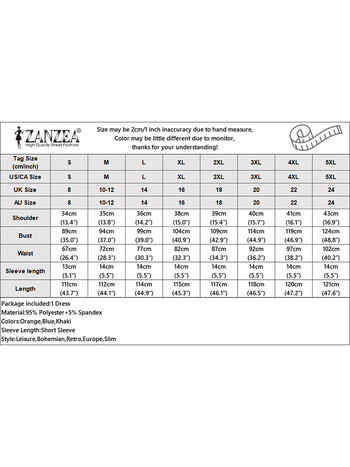 2024 ZANZEA Модна дамска рокля Лятна плисирана рокля с къс ръкав Елегантна рокля с V-образно деколте Causal Robe Femme Solid OL Vestido
