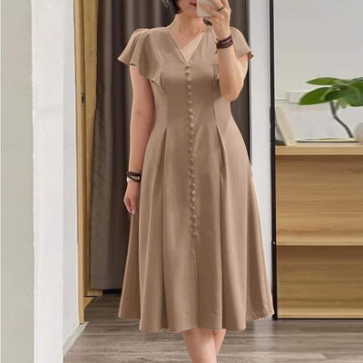 2024 ZANZEA mood naiste kleit suvine lühikeste varrukatega plisseeritud päikesekleit Elegantne V-kaelusega kleit põhjuslik rüü Femme Solid OL Vestido
