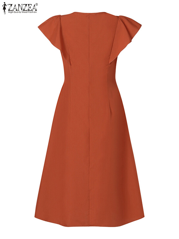 2024 ZANZEA mood naiste kleit suvine lühikeste varrukatega plisseeritud päikesekleit Elegantne V-kaelusega kleit põhjuslik rüü Femme Solid OL Vestido