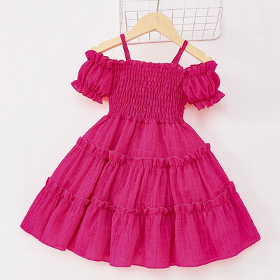 2024. aasta tüdrukute õlgadeta riietus lasteriided Elegantsed laste sünnipäevakleidid tüdrukute vabaajakleit 2–8-aastastele