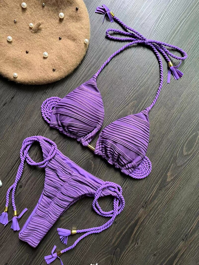 RUOTONGSEPT seksualus bikinio rinkinys, 2024 m. maudymosi kostiumėlis, moteriškas maudymosi kostiumėlis „Push Up Thong“ braziliškas maudymosi kostiumėlis paplūdimio dėvėjimas „Biquini“ besimaudantis moteriškas