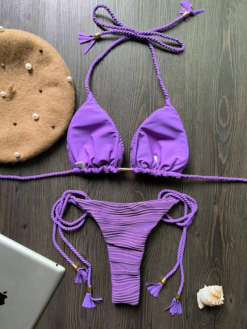 RUOTONGSEPT seksualus bikinio rinkinys, 2024 m. maudymosi kostiumėlis, moteriškas maudymosi kostiumėlis „Push Up Thong“ braziliškas maudymosi kostiumėlis paplūdimio dėvėjimas „Biquini“ besimaudantis moteriškas