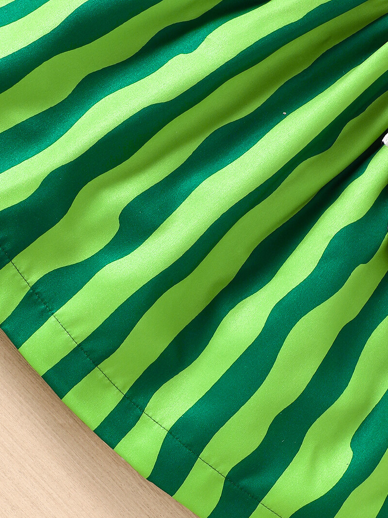 Mergaičių nauja vasaros laisvalaikio atostogų stiliaus tendencija arbūzo stiliaus marginta suknelė + su arbūzo kuprinėliu