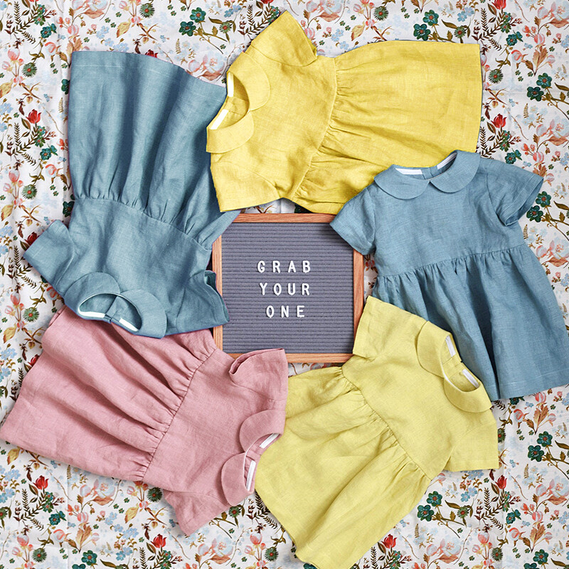 Laste linane nukukrae beebiprintsessi kleit 2024, uued tüdrukute riided kevad- ja suvine lühikeste varrukatega kleit TZ01