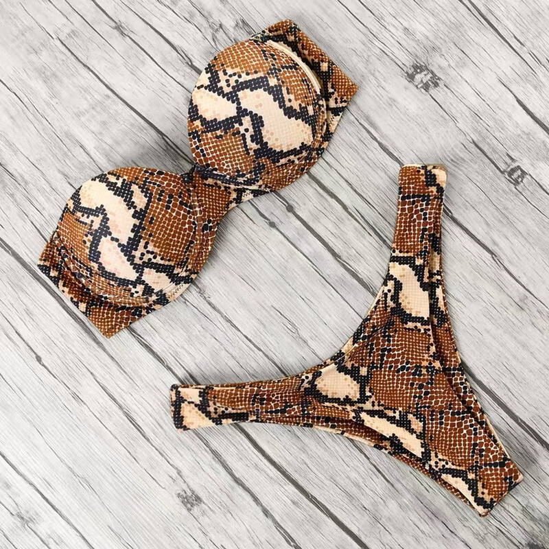 Europei și americani sexy cu imprimeu leopard imprimeu șarpe bandaj triunghi triunghi bikini costume de baie femei