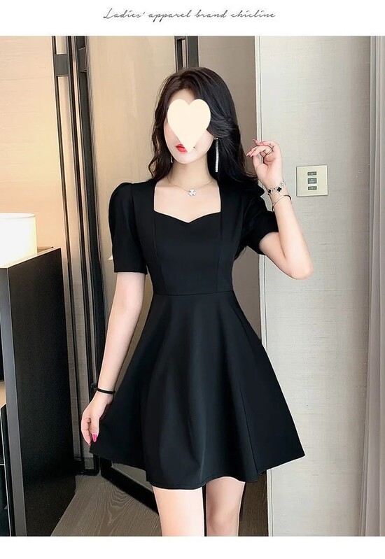 Elegantne salendav lühikeste varrukatega kleit vabaaja A-joonega seelik, vöökohaga moodne suvekleit