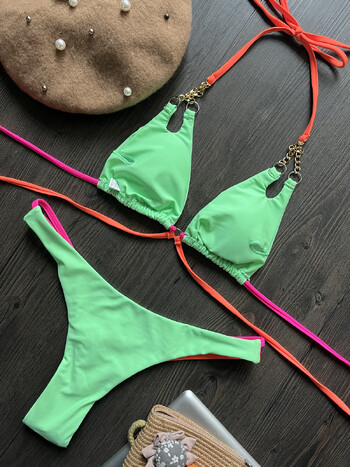 Para Praia Sexy Πολύχρωμα Push Up Γυναικεία Μαγιό Brazilian Bikini 2023 Halter Biquini Holiday Two Pieces μαγιό