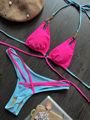 Para Praia Sexy Πολύχρωμα Push Up Γυναικεία Μαγιό Brazilian Bikini 2023 Halter Biquini Holiday Two Pieces μαγιό