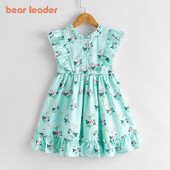 Bear Leader Tüdrukud Printsess Kleidid Uus mood Baby Girl Suvised varrukateta kostüümid Lapsed Volangid Magusad riided Ilusad ülikonnad 3-7 a