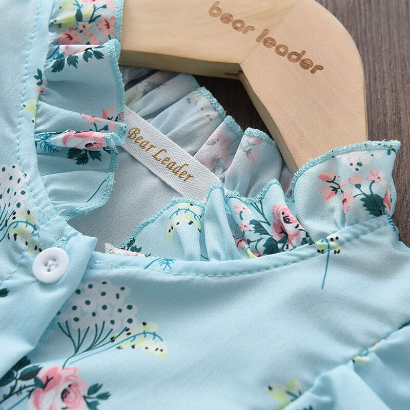 Bear Leader Tüdrukud Printsess Kleidid Uus mood Baby Girl Suvised varrukateta kostüümid Lapsed Volangid Magusad riided Ilusad ülikonnad 3-7 a