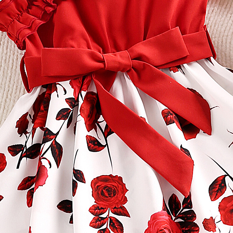 Suvine tüdrukute põlvedeni seelik vabaaja stiilis polüestrist diagonaalne õlarihm asümmeetriline varrukateta trükitud kleidivöö