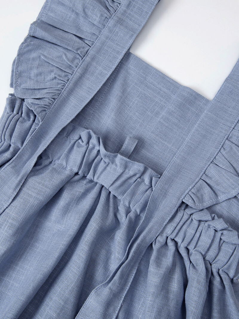 Pamučna lanena vezena haljina za djevojčicu Haljina princeze s volanima Leptir mašna Ljeto Novo 2024.