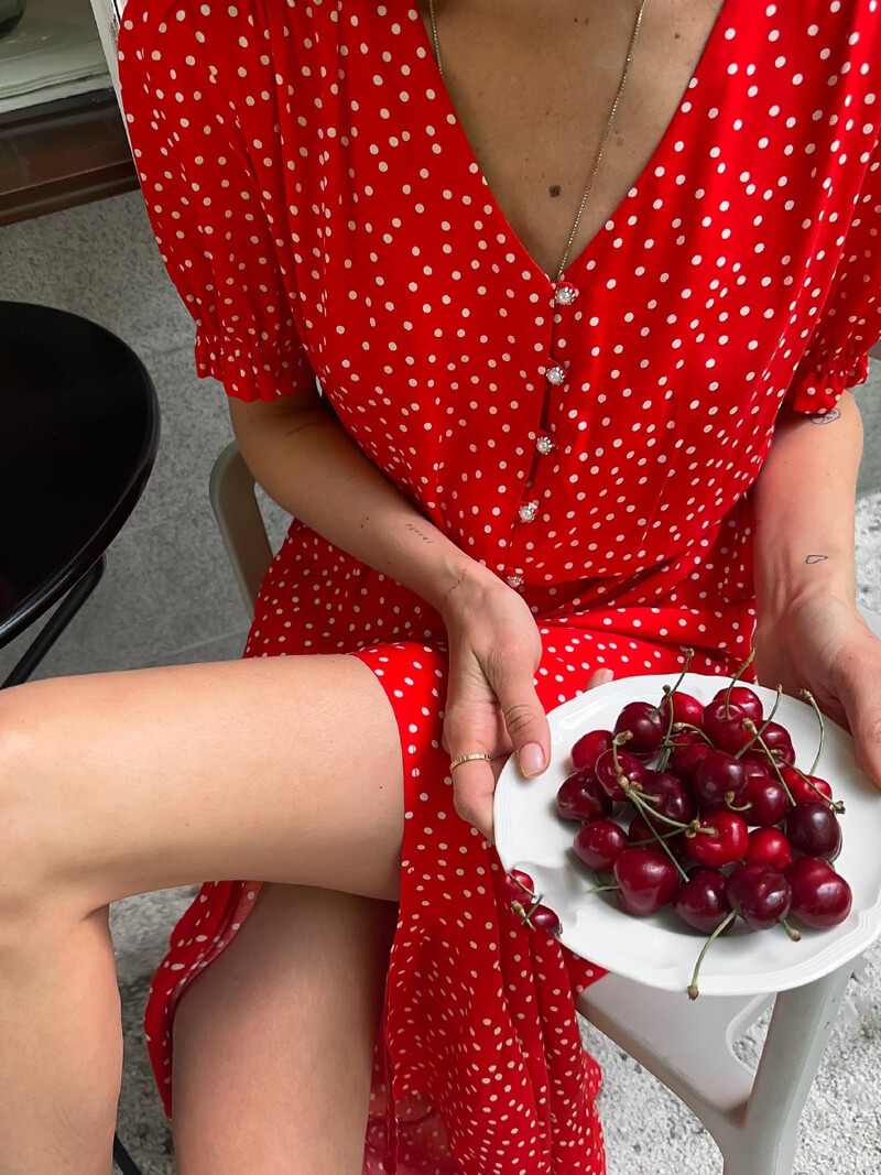 Bornladiesi punane täpiline kleit naistele suvine vaba V-kaelusega moodne ja šikk kontoris daami pikk seelik, mitmekülgne töösõit