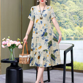 Νέο φόρεμα Γυναικείο Summer Sundress 2023 Casual κοντομάνικο φόρεμα Vestidos Γυναικεία ρόμπα O-neck Oversized Bohemian φορέματα