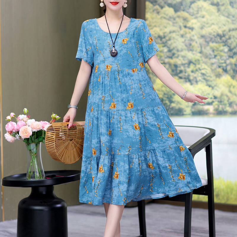 Rochie nouă pentru femei Rochie de soare de vară 2023 Rochie casual cu mânecă scurtă Rochii Robe pentru femeie cu gâtul O Rochii boeme supradimensionate