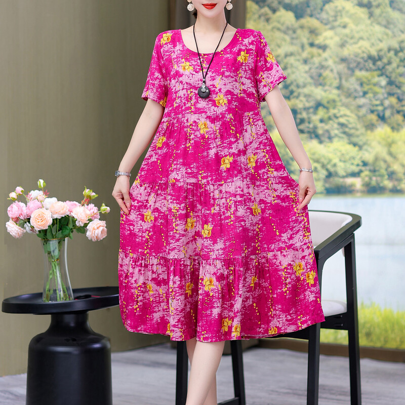 Rochie nouă pentru femei Rochie de soare de vară 2023 Rochie casual cu mânecă scurtă Rochii Robe pentru femeie cu gâtul O Rochii boeme supradimensionate