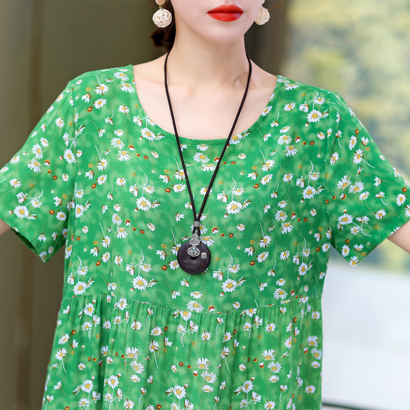 Rochie nouă pentru femei Rochie de soare de vară 2023 Rochie casual cu mânecă scurtă Rochii Robe pentru femeie cu gâtul O Rochii boeme supradimensionate