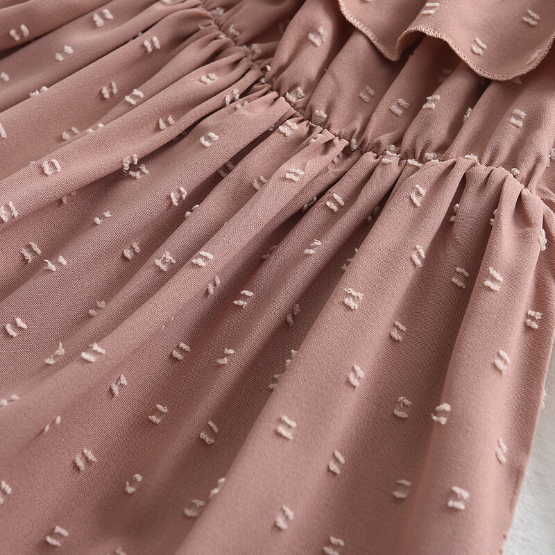 Bear Leader Jacquard haljine za djevojčice Ležerna haljina s tregerima s volanima Dječja odjeća Jednobojna haljina s brodskim izrezom A kroja Princess haljina