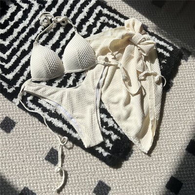 Valkjas Push Up bikiinikomplekt, 3-osaline ujumisriided, päitsed, päitsed, naiste rannaujumisriided, bikiinid 2024, Mujer