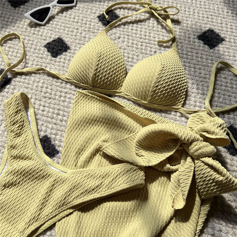 Valkjas Push Up bikiinikomplekt, 3-osaline ujumisriided, päitsed, päitsed, naiste rannaujumisriided, bikiinid 2024, Mujer