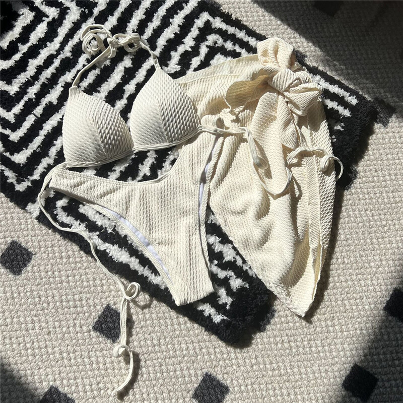 Valkjas Push Up bikiinikomplekt, 3-osaline ujumisriided, päitsed, päitsed, naiste rannaujumisriided, bikiinid 2024, Mujer