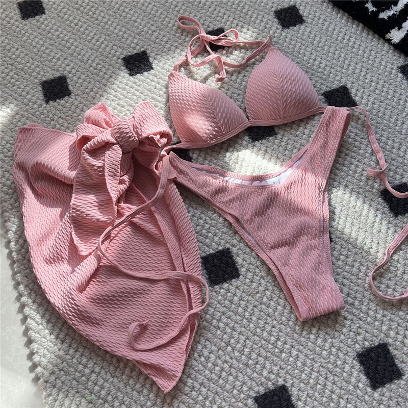 Valkjas Push Up bikiinikomplekt, 3-osaline ujumisriided, päitsed, päitsed, naiste rannaujumisriided, bikiinid 2024, Mujer