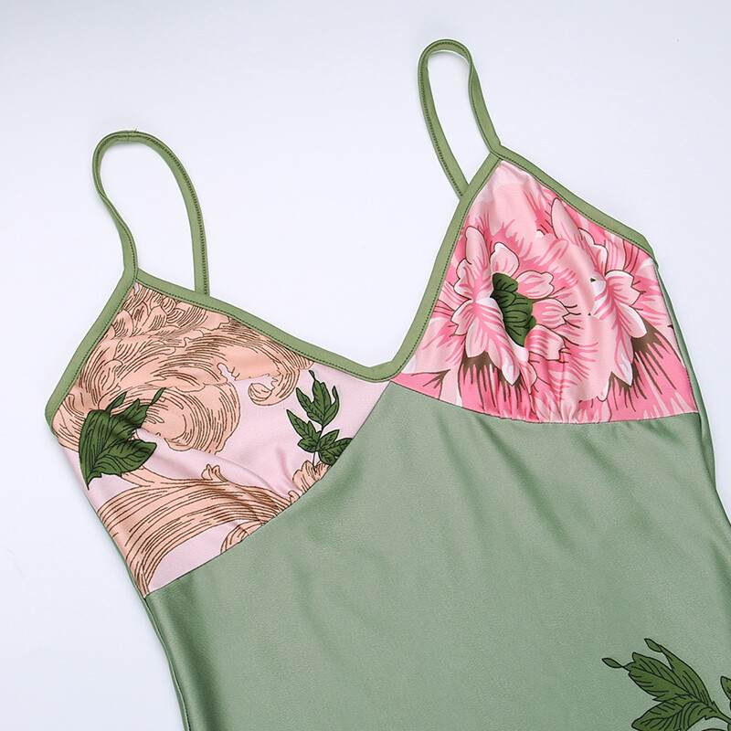 Ženska slip haljina seksi stila, maturalna haljina s cvjetnim uzorkom i dugačkom suknjom JY23159SK