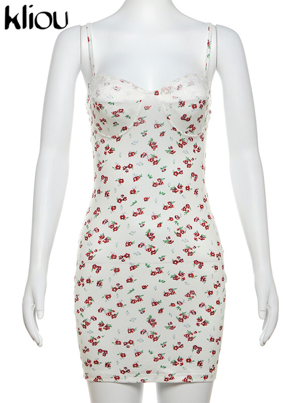 kliou Suvised naised üle põlve Armas piimakiust kleit K24D44407 Tüdrukule Armas print Camis Bodycon õhuke hommikumantel seelik Miss Attirewear