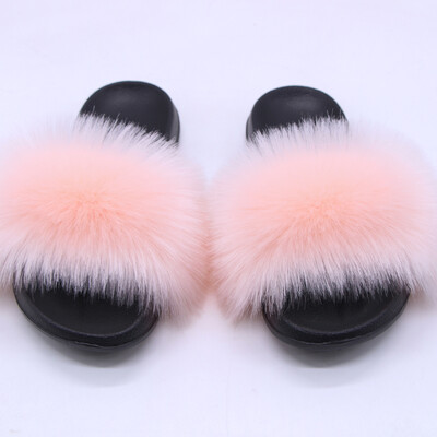 Naiste suvised kunstkarusnahast rebase karusnahast sussid Mood Luksuslikud libisemiskindlad ühevärvilised karvased sandaalid sise- ja välistingimustes