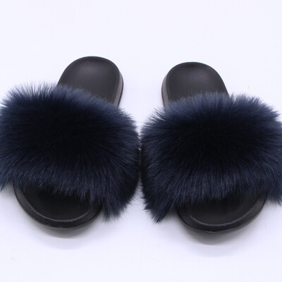 Naiste suvised kunstkarusnahast rebase karusnahast sussid Mood Luksuslikud libisemiskindlad ühevärvilised karvased sandaalid sise- ja välistingimustes