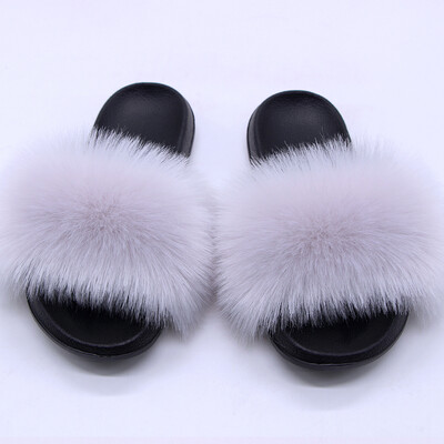 Naiste suvised kunstkarusnahast rebase karusnahast sussid Mood Luksuslikud libisemiskindlad ühevärvilised karvased sandaalid sise- ja välistingimustes