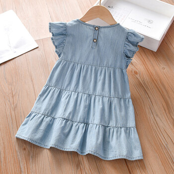 Little maven 2024 Baby girls Summer Blue τζιν Παιδικά casual ρούχα Βαμβακερά απαλά και άνετα για παιδιά