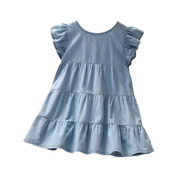 Little maven 2024 Baby girls Summer Blue τζιν Παιδικά casual ρούχα Βαμβακερά απαλά και άνετα για παιδιά