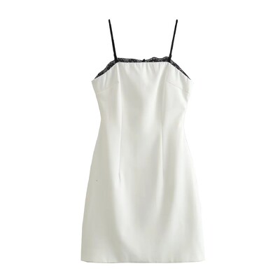 ZaZevity TRAF Seksīgas sieviešu mežģīņu minikleitas Sexy Halter Club Party Sieviešu brīvdienu īsās kleitas